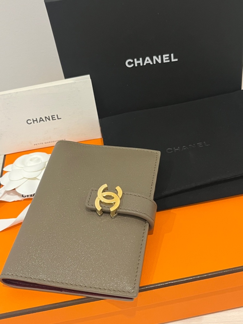 CHANEL Leather CC Turn-Lock Passport Holder w box/receipt/dust bag!New w tag!GWP
